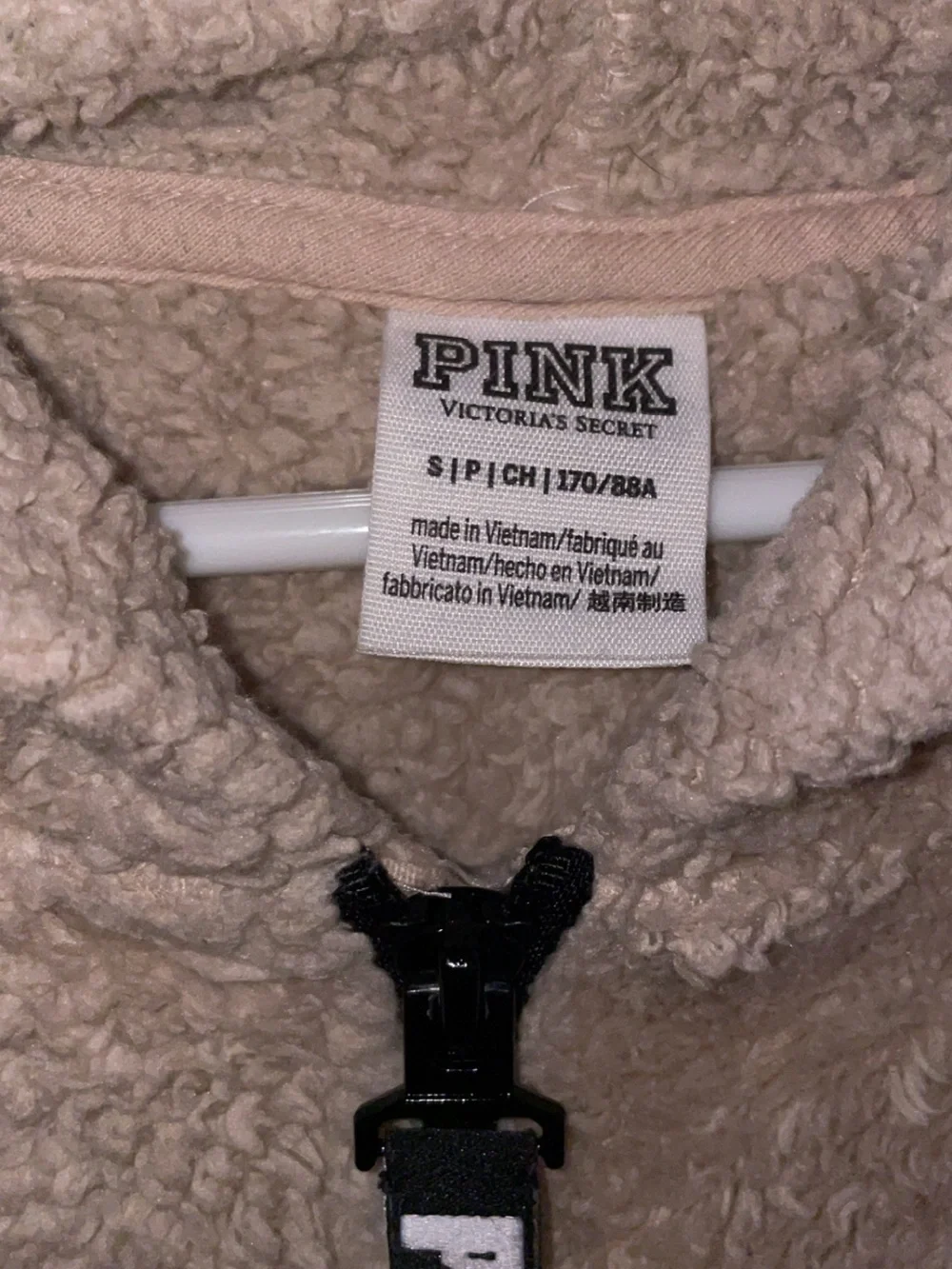 PINK Victoria's Secret Beige Sherpa Half-Zip Hoodie - Picture 2 of 3